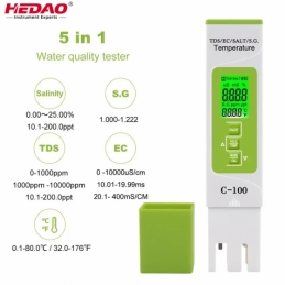 China 5 IN 1 digital TDS / EC / salinity / SG / Temp meter with backlight 5 IN 1 digital TDS / EC / salinity / SG / Temp meter with backlight company