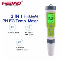 China 3 IN 1 PH EC Temp water quality tester backlight company